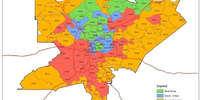 એટલાન્ટા વિસ્તાર ઝીપ કોડ નકશો